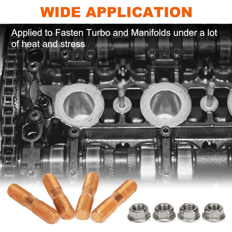 psler M10x1.50 Threaded T3 T4 T6 Turbo Screw and Nuts High Strength Turbo Stud Kit Flange Nuts Set of 4 - Image 5